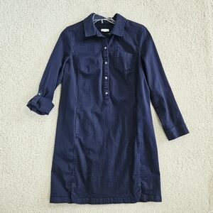 J. Jill Navy Long Sleeve Shirt Dress